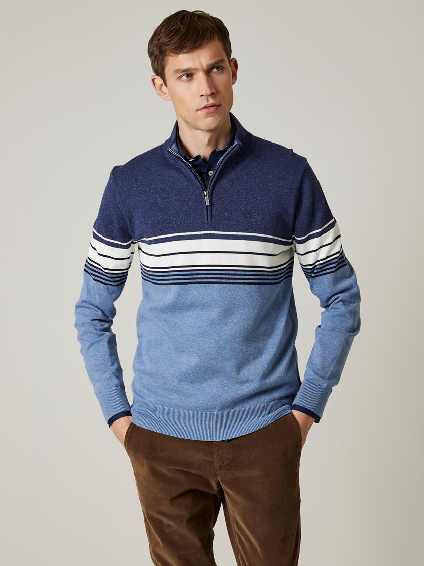 Gerard stripet zipneck EEN