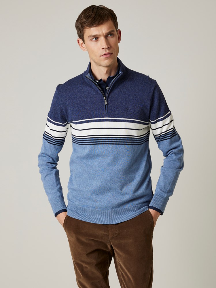 Gerard stripet zipneck 7503956_EEN-JEANPAUL-A23-Modell-Front_2387_Gerard stripet zipneck EEN.jpg_Front||Front