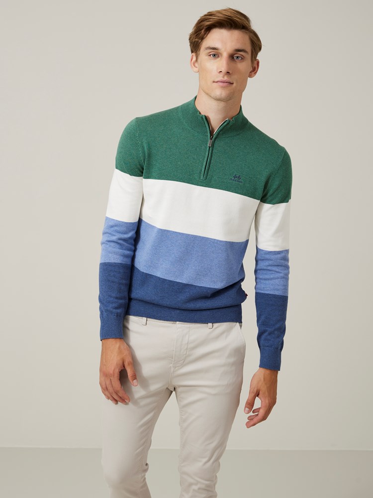 Gerard block stripet zipneck 7505882_EGG-JEANPAUL-S24-Modell-Front_125_Gerard block stripet zipneck EGG_Gerard block stripet zipneck EGG 7505882.jpg_Front||Front