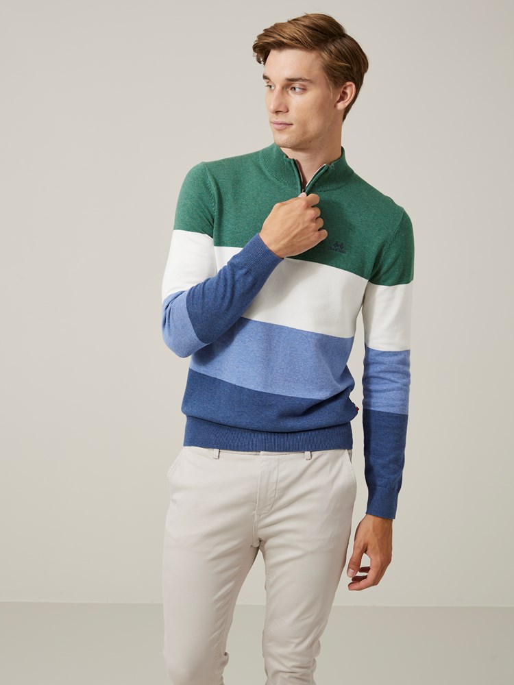 Gerard block stripet zipneck 7505882_EGG-JEANPAUL-S24-Modell-Front_8670_Gerard block stripet zipneck EGG_Gerard block stripet zipneck EGG 7505882.jpg_Front||Front
