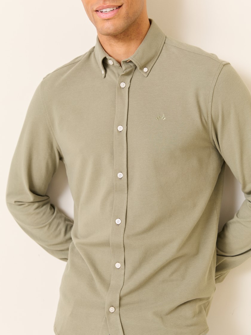 7510467 AFP 7510467_AFP-JEANPAUL-S25-Modell-Front_215_Dominique pique skjorte- Regular fit AFP.jpg_Front
