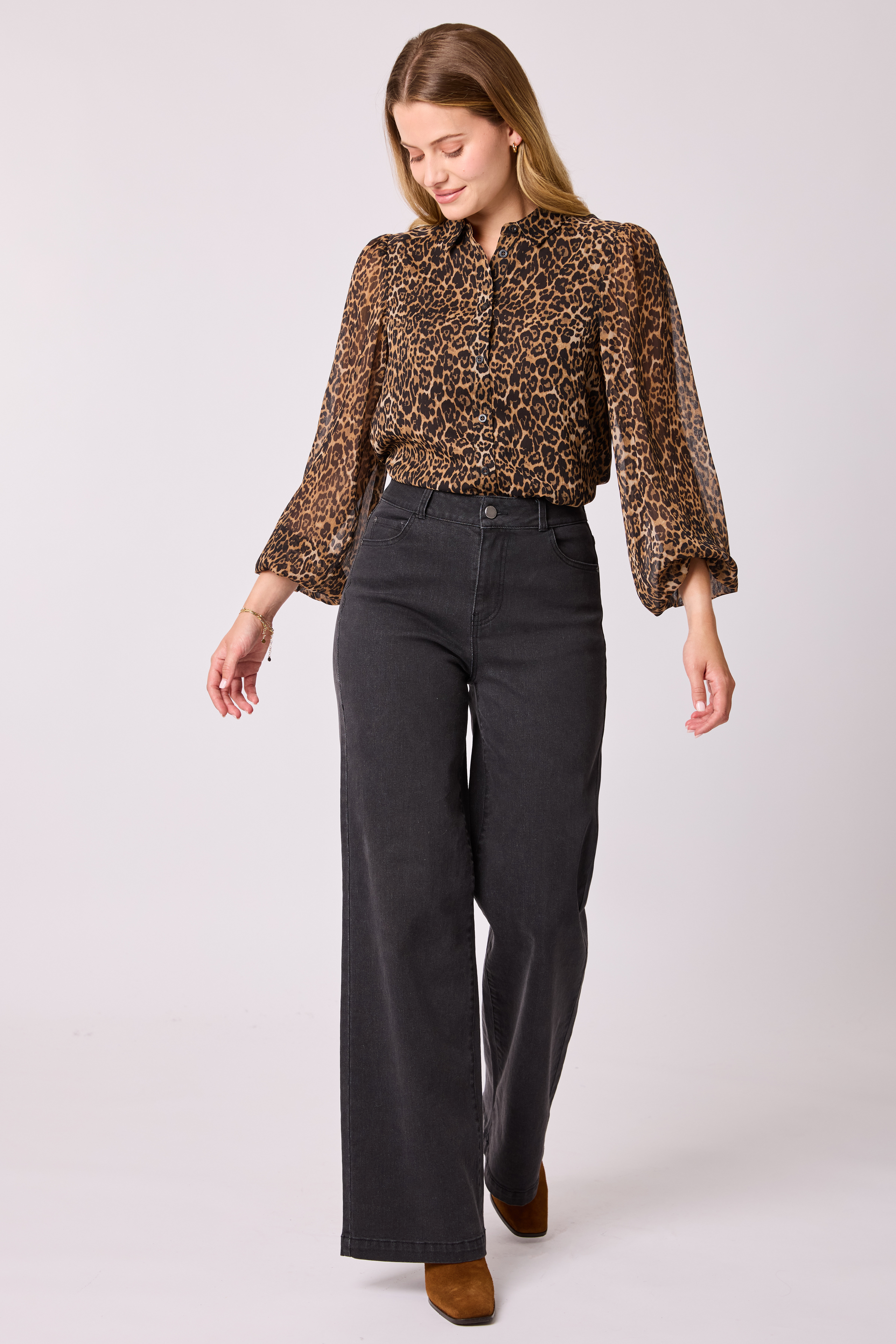Brielle chiffon bluse Chocolate Brown | VIC